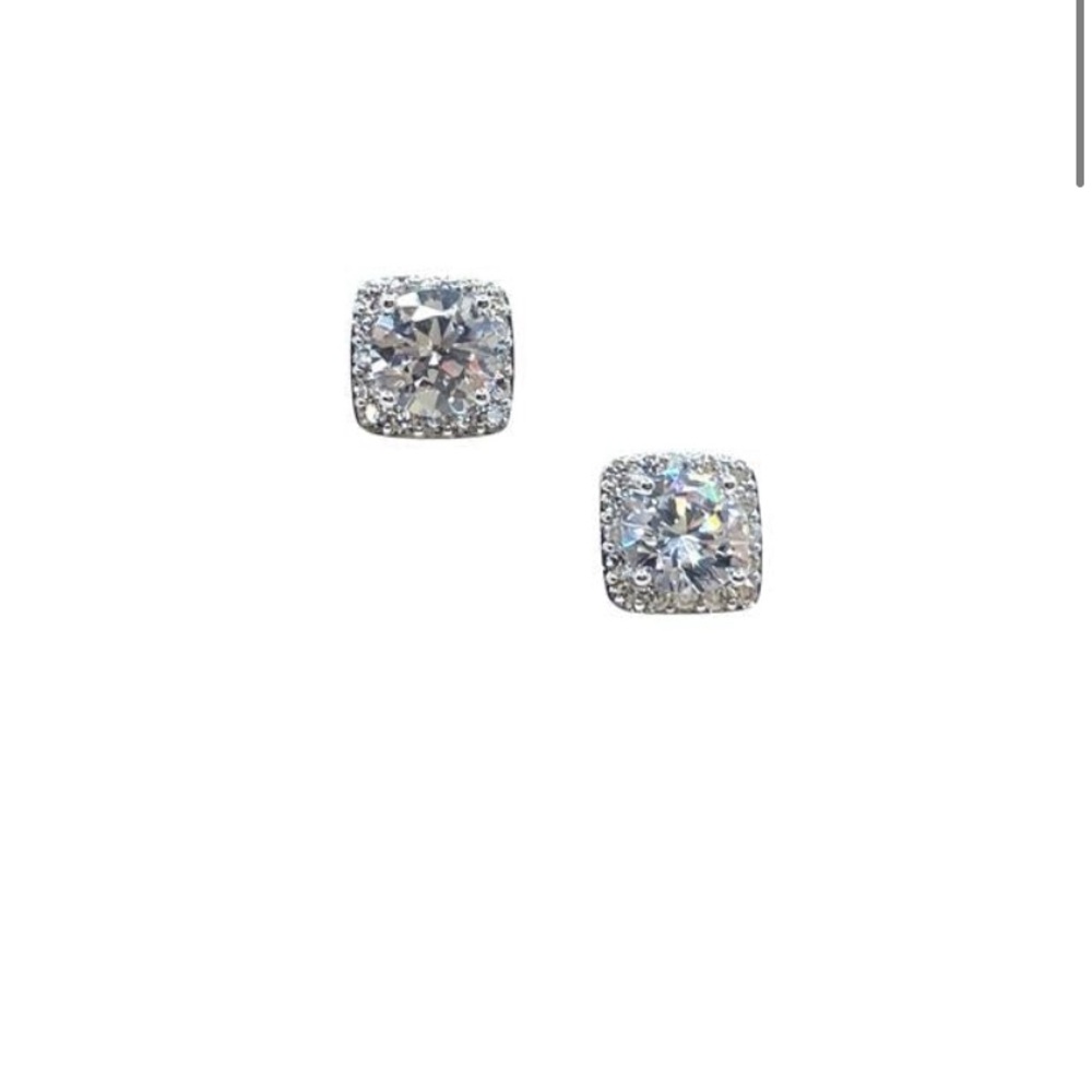 Square Crystal Post Earrings